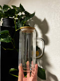 20 oz glass snowglobe with handle