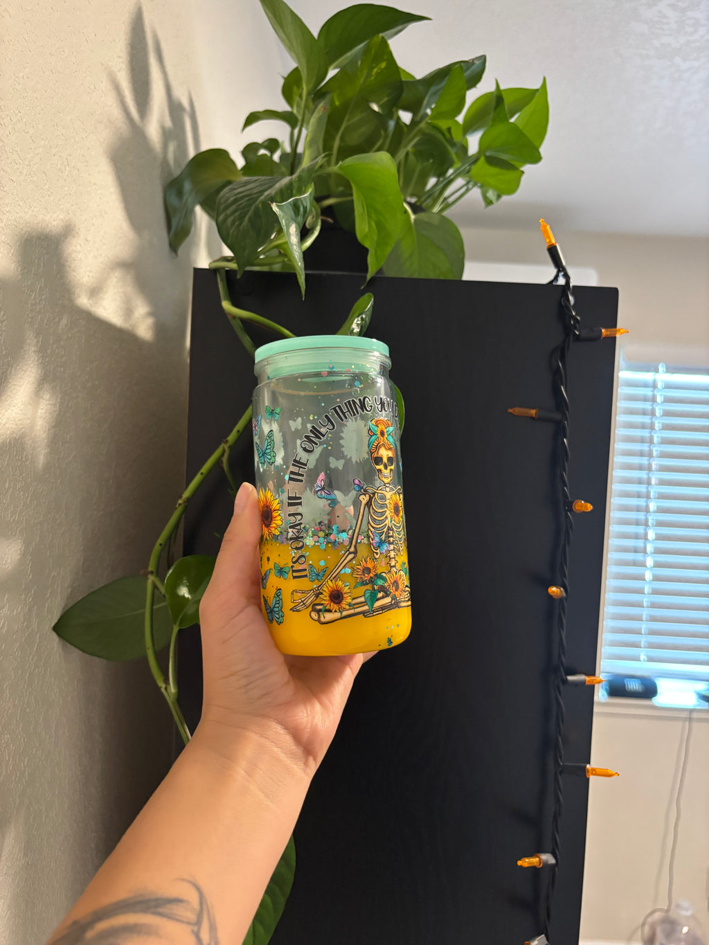 16 oz premade snowglobe tumbler