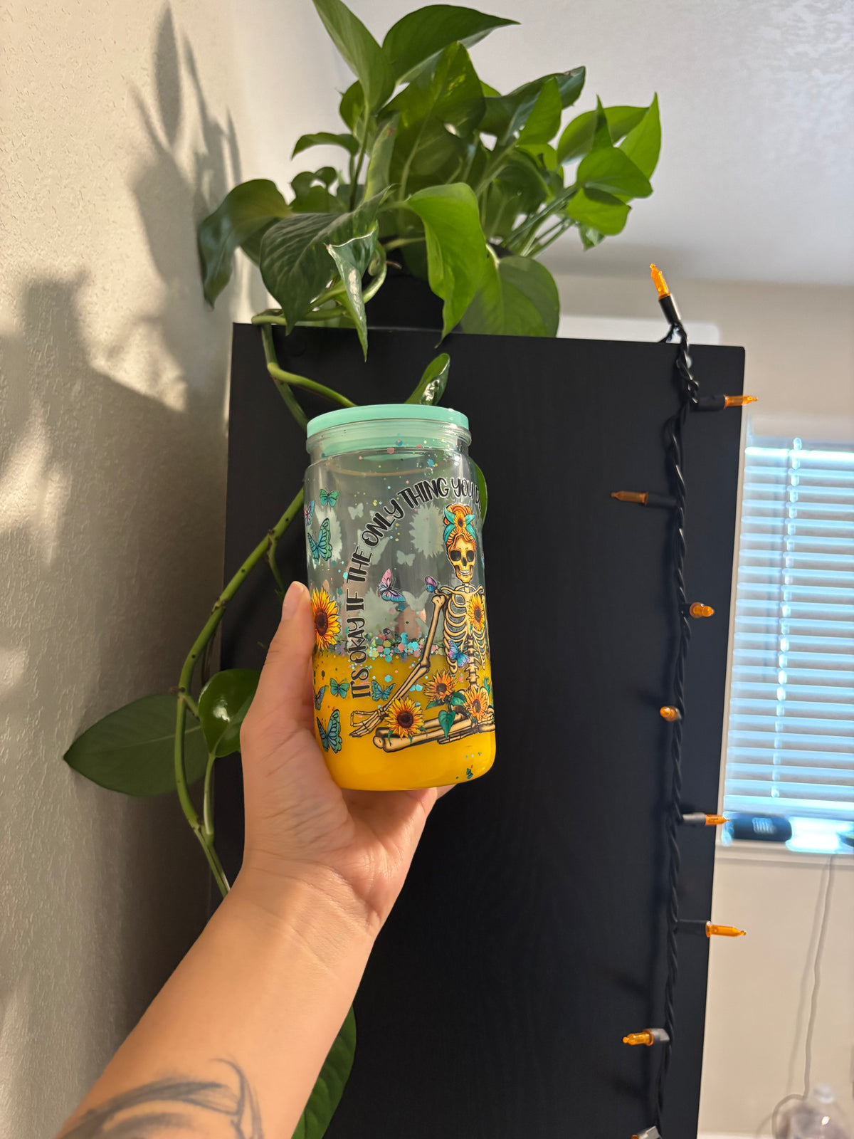 16 oz premade snowglobe tumbler